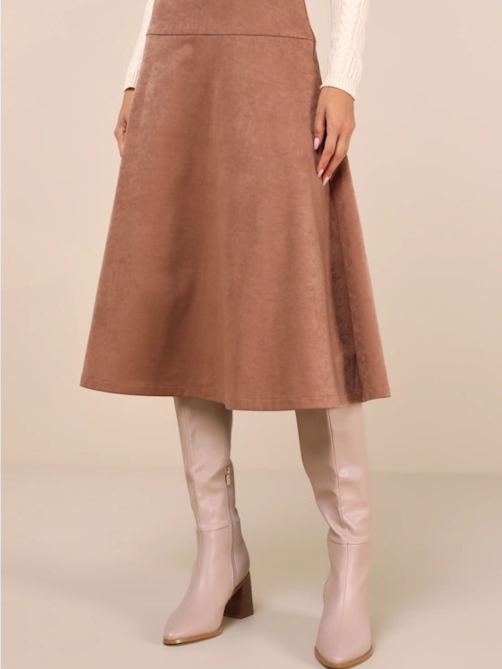 Lulu's Taupe Midi Skirt - Picture 2 of 3